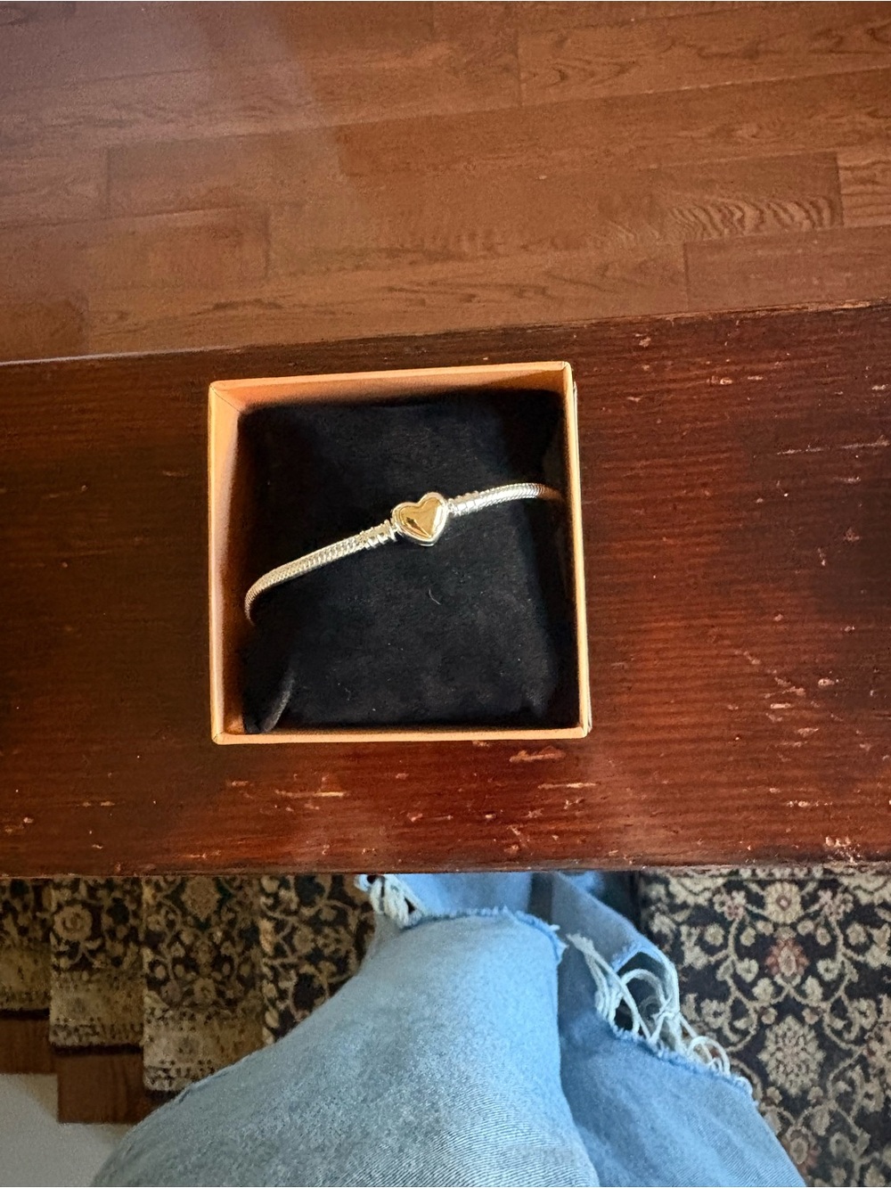 Silver and Gold Tone Heart Bracelet